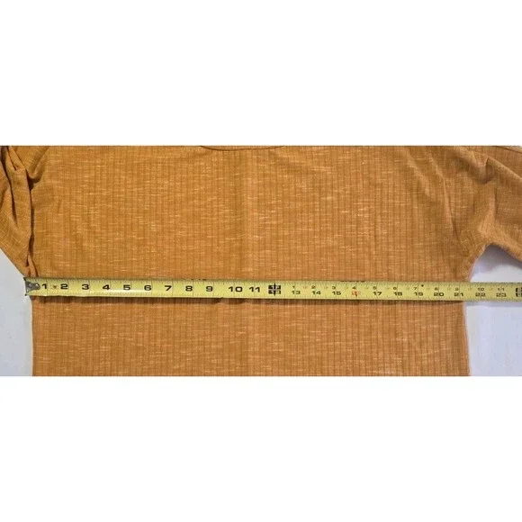 Burnt Orange Ribbed Knit Balloon Sleeve Casual Top Women’s Size L - Picture 5 of 8